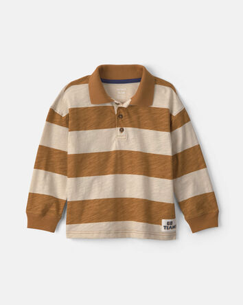 Toddler Boy Striped Long-Sleeve Henley T-Shirt - Brown/Cream, 