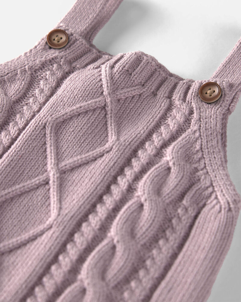 B&eacute;b&eacute; fille - Salopette en coton biologique &agrave; tricot torsad&eacute;, image 4 sur 5 diapositives