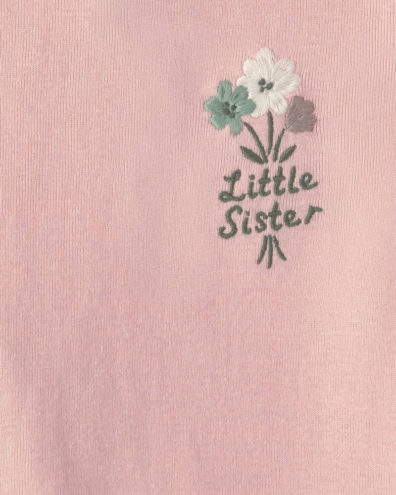 Baby Girl 2-Piece 'Little Sister' Floral Bodysuit & Pant Set - Pink, image 2 of 4 slides
