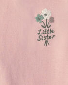 Baby Girl 2-Piece 'Little Sister' Floral Bodysuit & Pant Set - Pink, image 2 of 4 slides