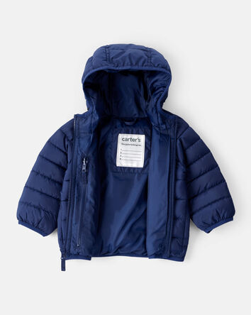 Bébé - Blouson matelassé à capuchon - Bleu marine, 