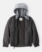 Boys Long-Sleeve Midweight Quilted Bomber Jacket - Black, image 2 of 3 slides