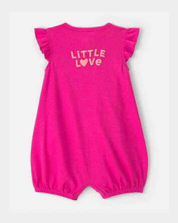 Baby Girl 'Little Love' Heart Sleeveless Romper - Fuchsia, 