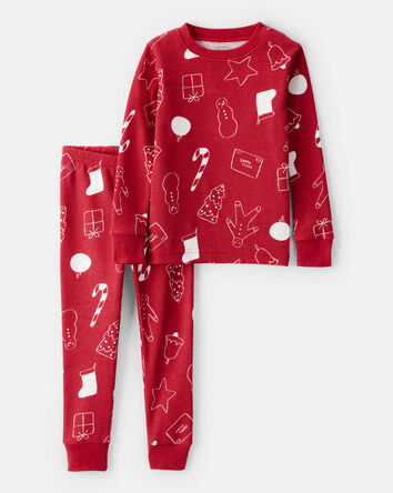 Toddler Holiday Print 2-Piece Pyjama Set - Red, 