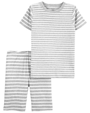 Pyjama 2 pièces en coton ajusté rayé, 