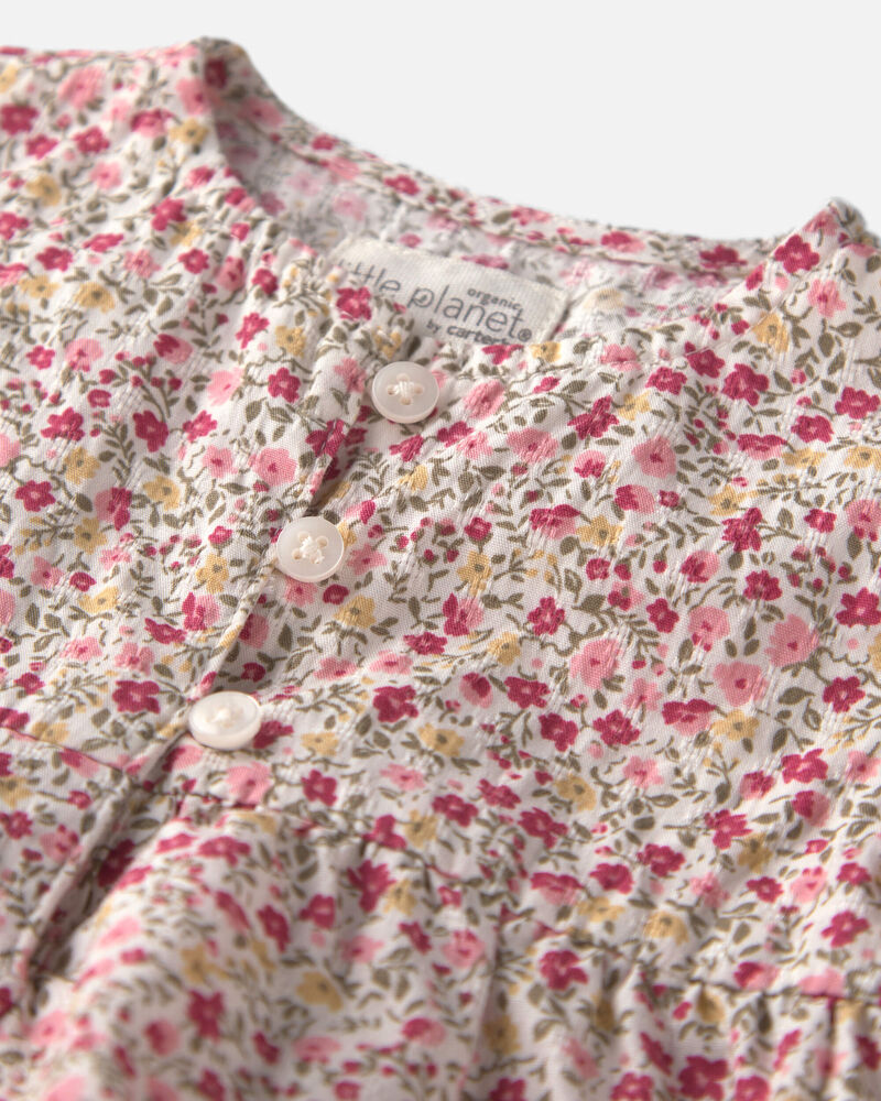 B&eacute;b&eacute; fille - Robe en coton biologique armur&eacute; &agrave; imprim&eacute; floral printanier, image 4 sur 5 diapositives