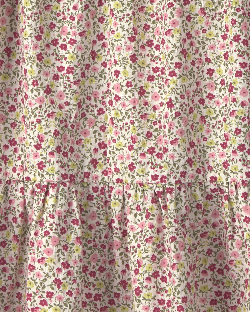 Filles - Robe en coton biologique armur&eacute; &agrave; imprim&eacute; floral printanier, image 4 sur 4 diapositives