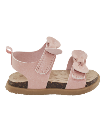 Every Step® First Walker Bow Faux Cork Sandals - Pink, 