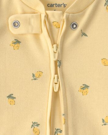 Baby Lemon 2-Way Zip 100% Cotton Sleeper - Yellow, 