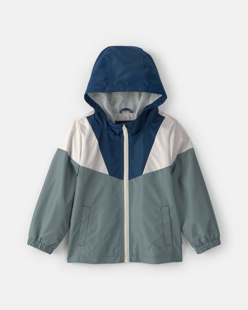 Toddler Boy Colurblock Windbreaker- Blue/Green, image 1 of 3 slides