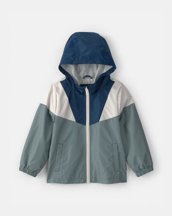Toddler Boy Colurblock Windbreaker- Blue/Green, 