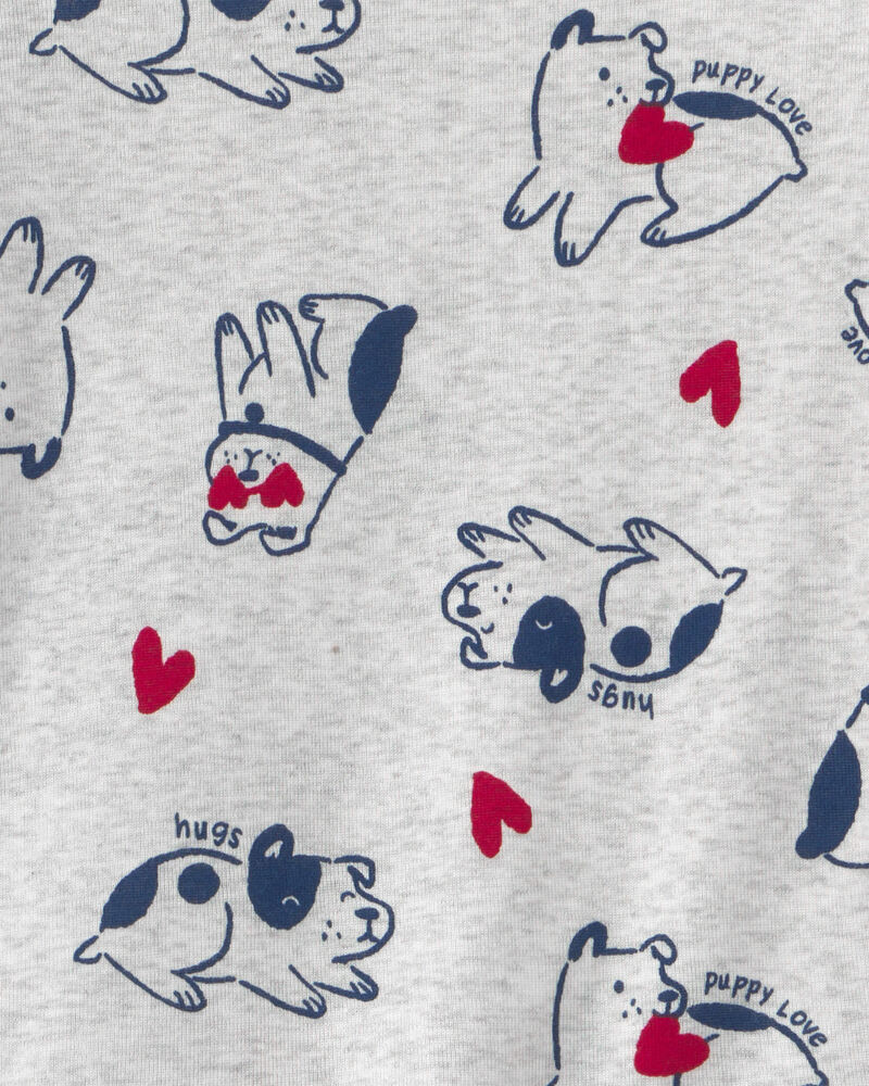 Baby Puppy Love Valentine's Day Snug Fit 2-Piece Pyjama Set - Cream, image 3 of 4 slides