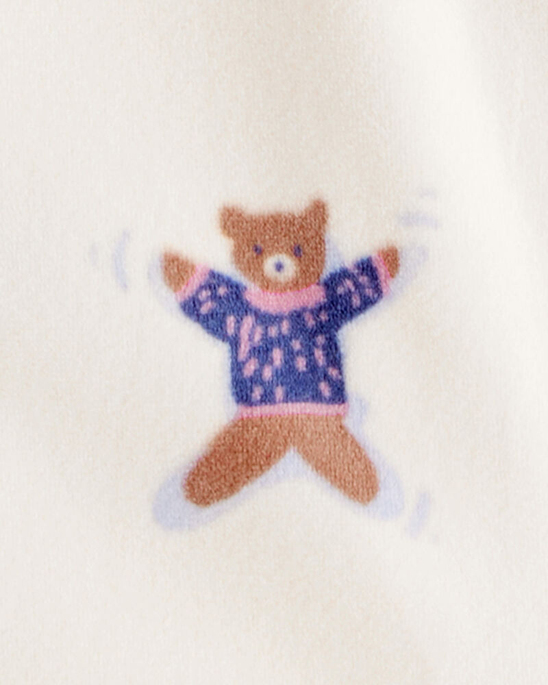 Toddler Girl Snow Animals DreamPlush Snug Fit Long-Sleeve 2-Way Zip 1-Piece Pyjamas - White, image 2 of 3 slides