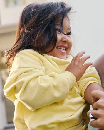 Tout-petit fille - Chandail en jersey bouclette &laquo;I Am The Vibe&raquo; - Jaune, 