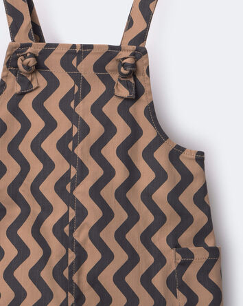 Toddler Chevron Knot-Tie Overalls - Tan, 