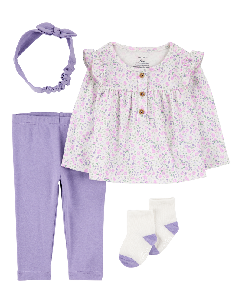 Baby 4-Piece Floral Outfit Set, image 1 of 6 slides