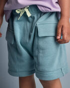 Toddler Boy French Terry Cargo Shorts - Teal, image 1 of 6 slides