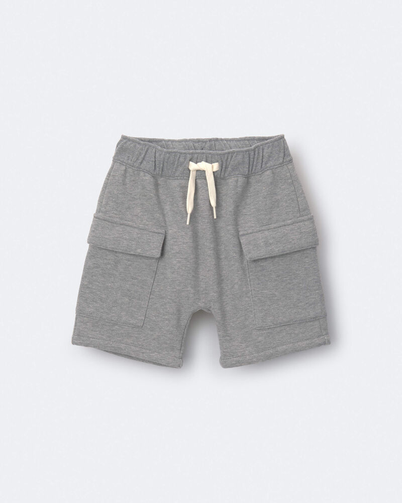 Toddler Boy French Terry Cargo Short with Pockets - Grey, image 2 of 7 slides