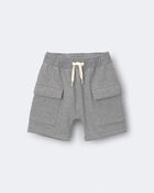 Toddler Boy French Terry Cargo Short with Pockets - Grey, image 2 of 7 slides