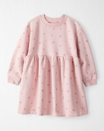 Tout-petit fille - Robe en tissu bouclette fabriquée à partir de coton biologique en imprimé de pétales rose pâle, 
