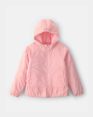 Girls Mid Weight Pink Peplum Jacket- Pink, 