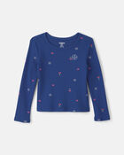 Toute-petite fille - T-shirt manches longues - Bleu marine, image 1 sur 3 diapositives
