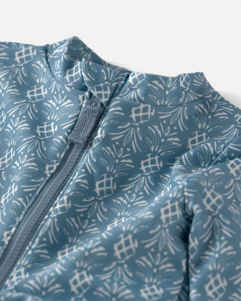 Baby Girl Recycled Long-Sleeve Rashguard Swimsuit in Bloom Lagoon Print, image 3 of 5 slides