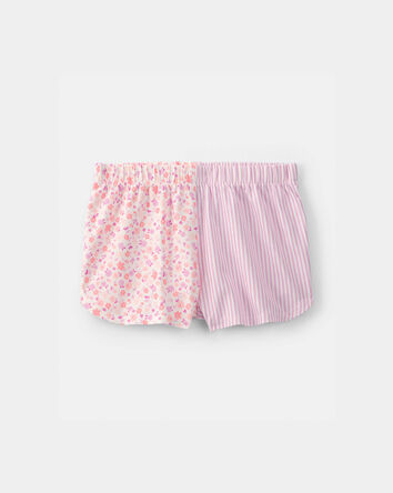 Toddler Girl Floral Striped Short-Sleeve Loose Fit 2-Piece pyjama Set - Pink, 