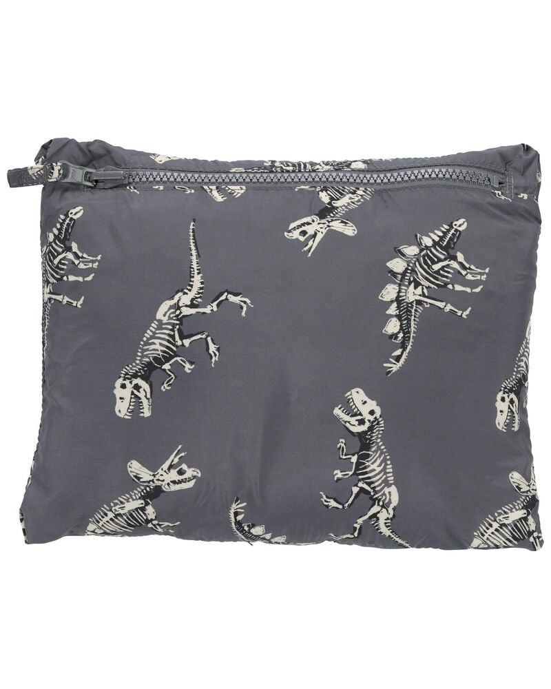 Kid Fossil Dino Print Packable Puffer Jacket, image 4 of 6 slides