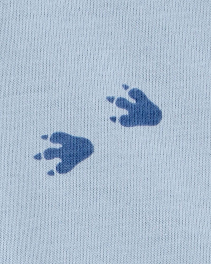 Baby 2-Piece Dinosaur Footprint Bodysuit & Short Set - Blue/Brown, image 2 of 3 slides