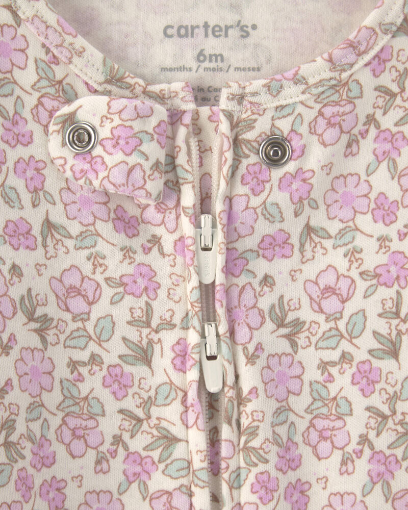 Baby Girl Floral Sleeper - Pink/Ivory, image 2 of 6 slides