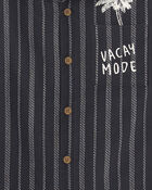 Boys Striped Short-Sleeve Button-Down Shirt - Black, image 2 of 3 slides