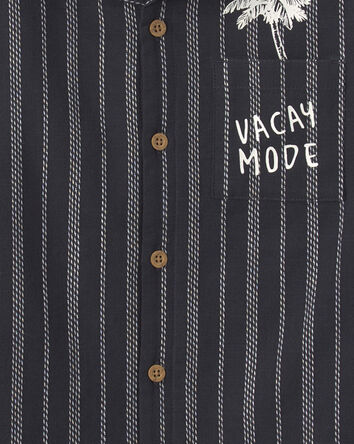 Boys Striped Short-Sleeve Button-Down Shirt - Black, 