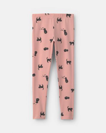 Girls Cat Halloween Pull-On Stretch Leggings - Pink, 