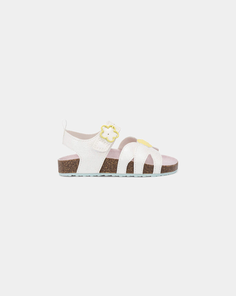 Toddler Girl Flower Sandals - White, image 2 of 6 slides