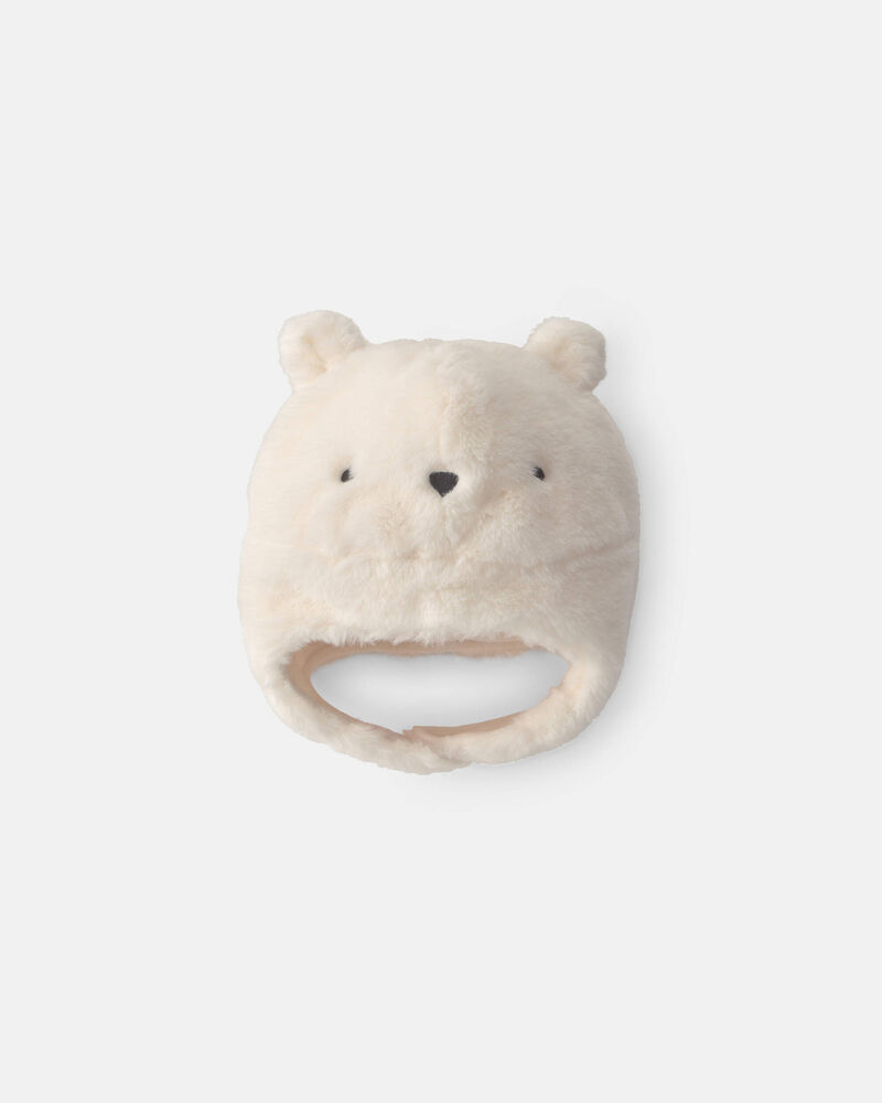 Baby Polar Bear Christmas Fleece Hat - Cream, image 1 of 4 slides