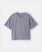 Boys Striped Henley T-Shirt - Dark Blue, image 1 of 3 slides