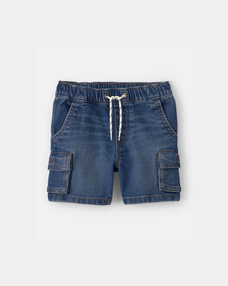 Toddler Boy Denim Drawstring Cargo Shorts - Dark Wash, image 1 of 5 slides