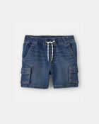 Toddler Boy Denim Drawstring Cargo Shorts - Dark Wash, image 1 of 5 slides