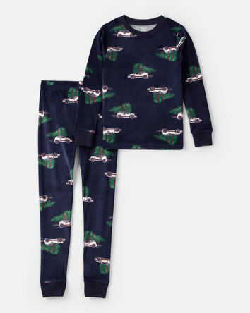 Kid Christmas Cars DreamPlush Long-Sleeve Snug Fit 2-Piece Pyjamas - Navy, 