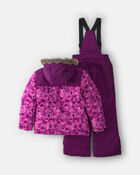 Girls 2 Piece Heart Puffer Snowsuit- Purple, image 2 of 13 slides