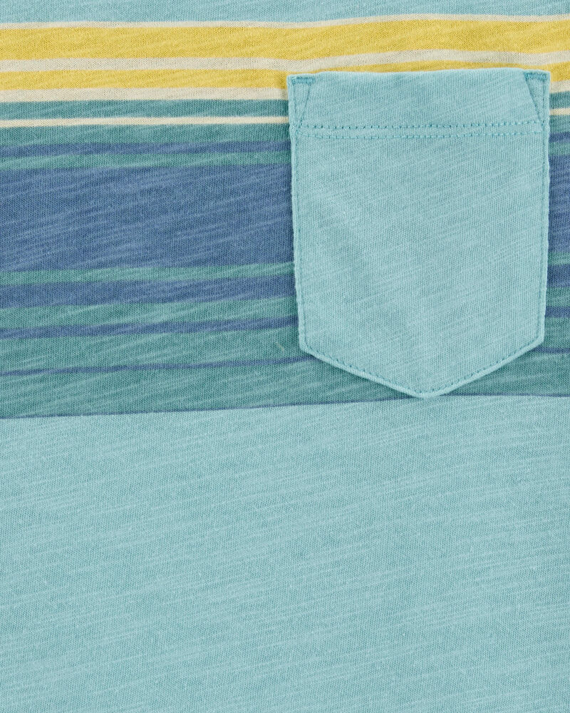 Kid Striped Front-Pocket Tank - Green, image 2 of 4 slides