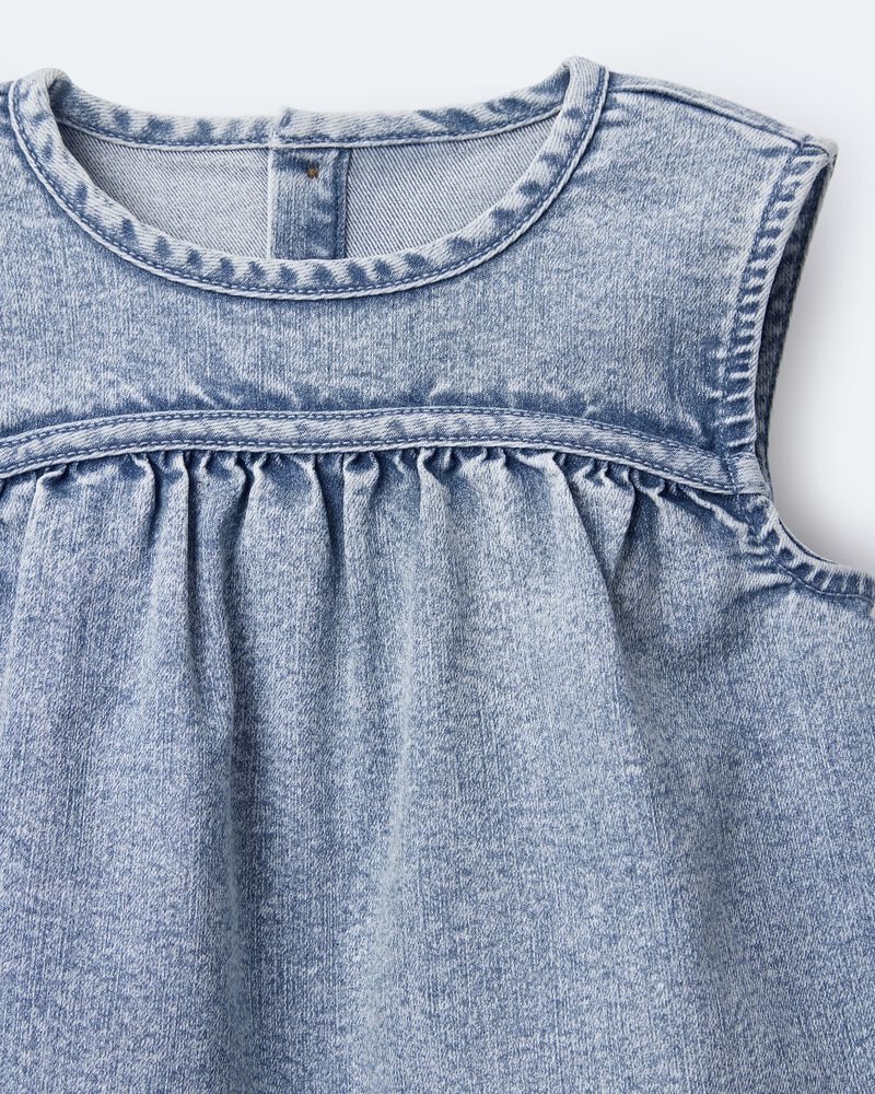 Toddler Girl Sleeveless Denim Top in Avenue Wash - Blue, image 6 of 6 slides