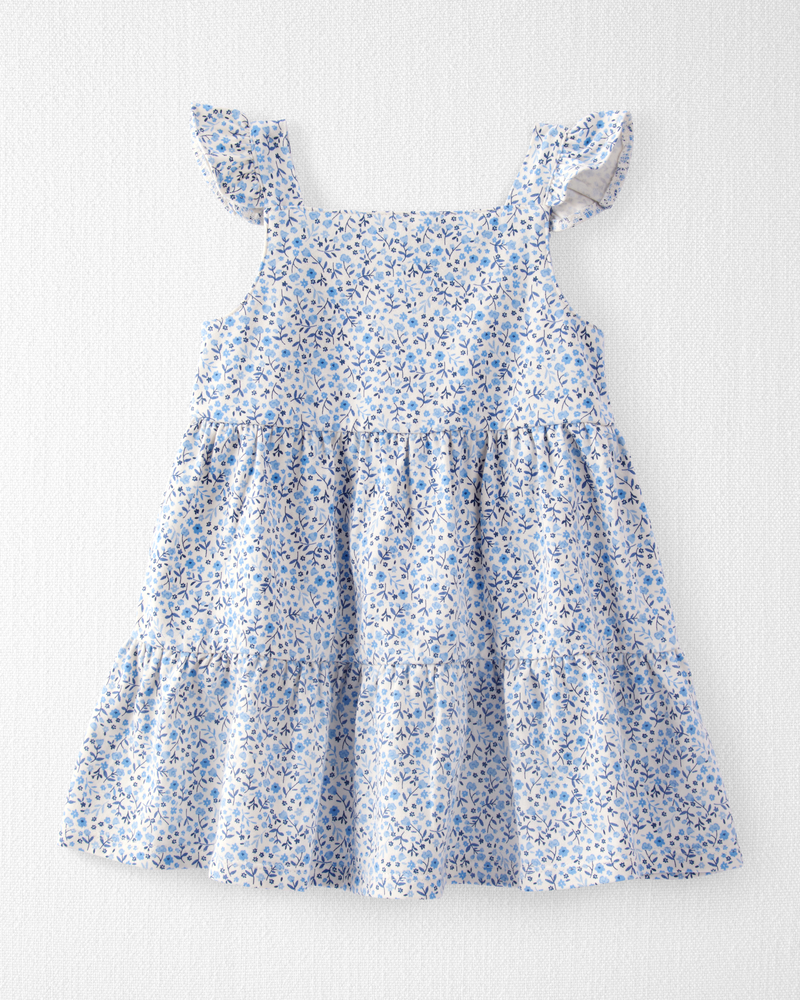 Baby Organic Cotton Floral-Print Dress, image 1 of 6 slides
