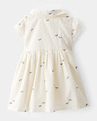 Baby Swiss Dot Bow Print Dress - Ivory, image 2 of 4 slides