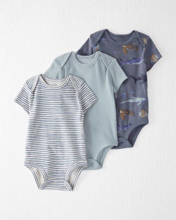 Baby 3-Pack Organic Cotton Rib Bodysuits, 