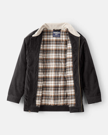 Garçons - Veste de mode à manches longues en velours côtelé avec fermeture éclair - Noir, 