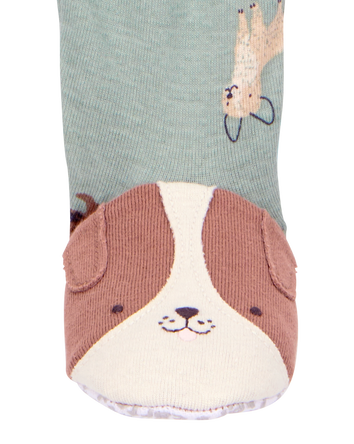 Bébé garçon - Pyjama 1 pièce à pieds en coton ajusté à motifs de chiens, 