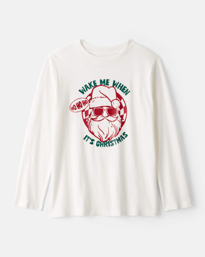 Boys Christmas Santa Graphic Tee - White, image 1 of 3 slides