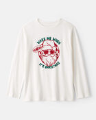 Boys Christmas Santa Graphic Tee - White, image 1 of 3 slides